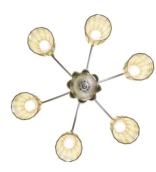 Meyda Lighting Terra Verde 26" 6-Light Nickel Chandelier With Green Shade Glass