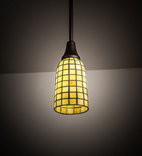 Meyda Lighting Terra Verde 5" Mahogany Bronze Mini Pendant Light With Honeydew Green Shade Glass