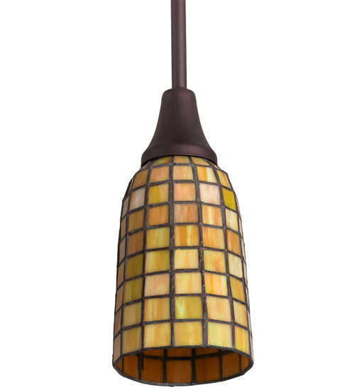 Meyda Lighting Terra Verde 5" Mahogany Bronze Mini Pendant Light With Honeydew Green Shade Glass