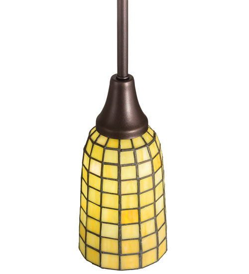Meyda Lighting Terra Verde 5" Mahogany Bronze Mini Pendant Light With Honeydew Green Shade Glass