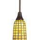 Meyda Lighting Terra Verde 5" Mahogany Bronze Mini Pendant Light With Honeydew Green Shade Glass