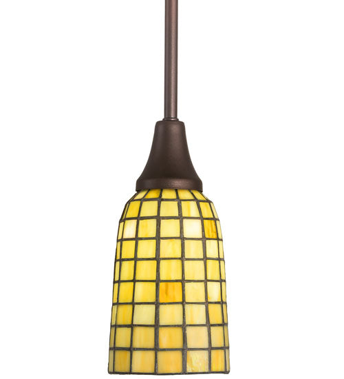 Meyda Lighting Terra Verde 5" Mahogany Bronze Mini Pendant Light With Honeydew Green Shade Glass