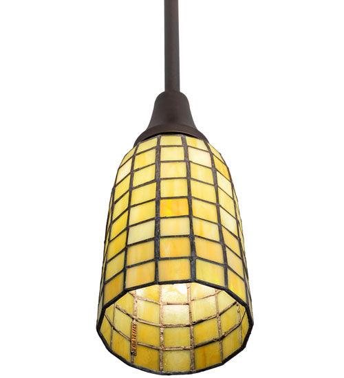 Meyda Lighting Terra Verde 5" Mahogany Bronze Mini Pendant Light With Honeydew Green Shade Glass