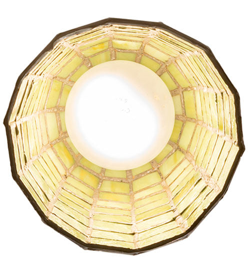 Meyda Lighting Terra Verde 5" Mahogany Bronze Mini Pendant Light With Honeydew Green Shade Glass