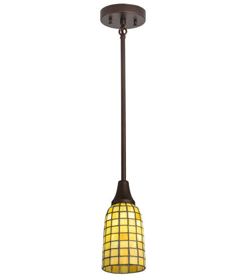 Meyda Lighting Terra Verde 5" Mahogany Bronze Mini Pendant Light With Honeydew Green Shade Glass