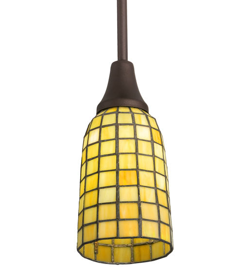 Meyda Lighting Terra Verde 5" Mahogany Bronze Mini Pendant Light With Honeydew Green Shade Glass