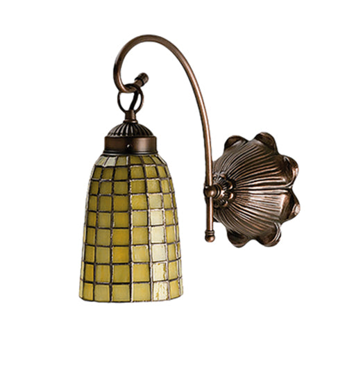 Meyda Lighting Terra Verde 6" Mahogany Bronze Wall Sconce With Honeydew Green Shade Glass