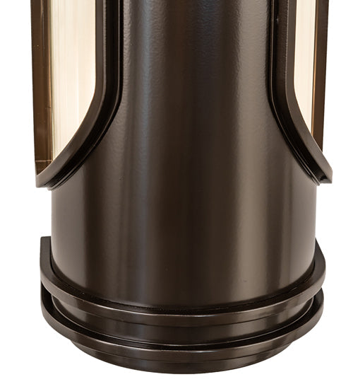 Meyda Lighting Terrance 6" 3-Light Rail Bronze Exterior Wall Sconce With Frosted Reeded Shade Glass