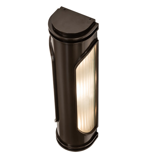 Meyda Lighting Terrance 6" 3-Light Rail Bronze Exterior Wall Sconce With Frosted Reeded Shade Glass