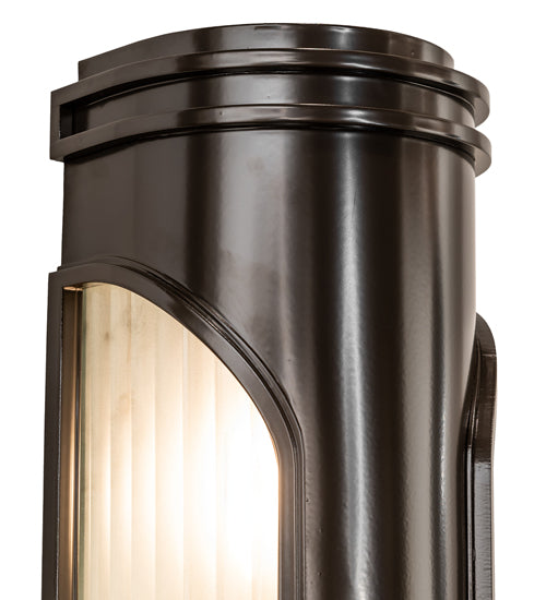 Meyda Lighting Terrance 6" 3-Light Rail Bronze Exterior Wall Sconce With Frosted Reeded Shade Glass