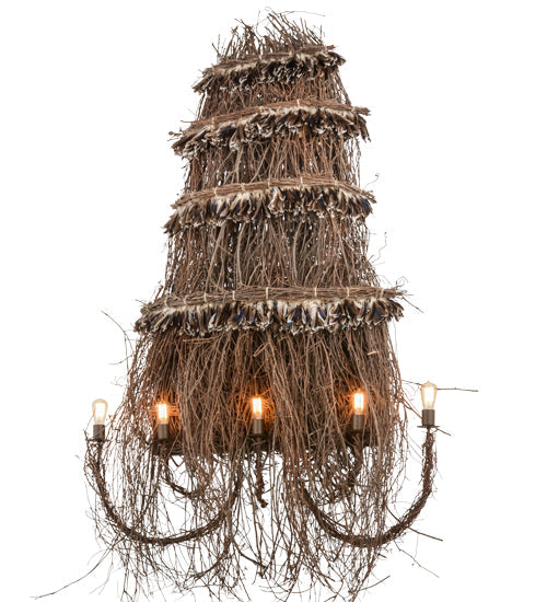 Meyda Lighting Terres Canard 54" 5-Light Timeless Bronze Wall Sconce With Sepia Brown Shade