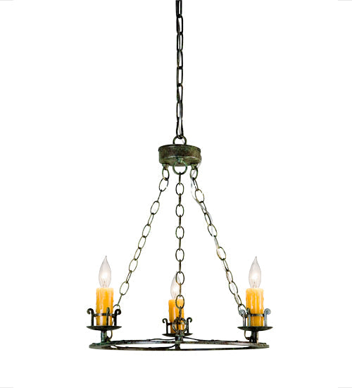 Meyda Lighting Tertius 18" 3-Light Organic Rust Chandelier With Amber Candle