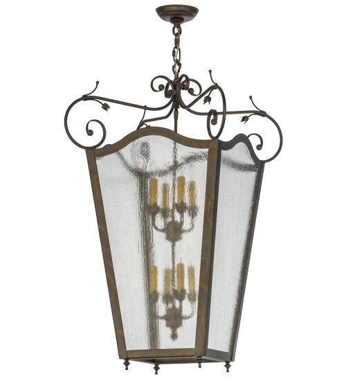 Meyda Lighting Tessa 28" 8-Light French Bronze Pendant Light With Clear Seeded Shade Glass