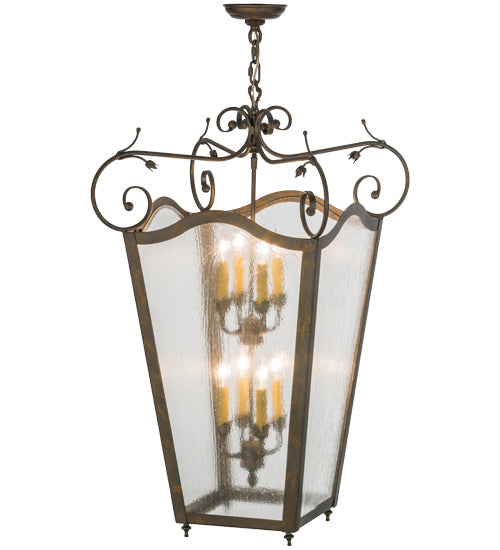 Meyda Lighting Tessa 28" 8-Light French Bronze Pendant Light With Clear Seeded Shade Glass