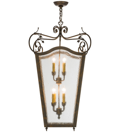 Meyda Lighting Tessa 28" 8-Light French Bronze Pendant Light With Clear Seeded Shade Glass