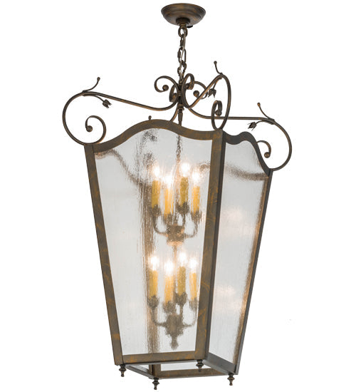 Meyda Lighting Tessa 28" 8-Light French Bronze Pendant Light With Clear Seeded Shade Glass