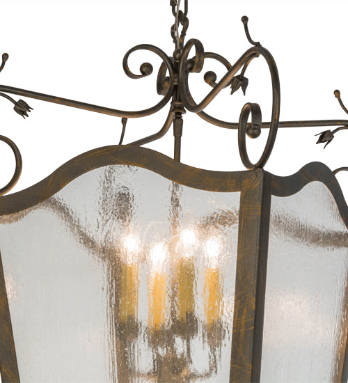 Meyda Lighting Tessa 28" 8-Light French Bronze Pendant Light With Clear Seeded Shade Glass