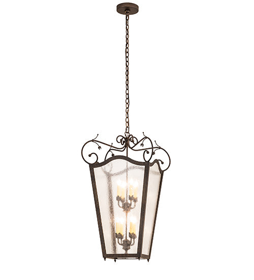 Meyda Lighting Tessa 28" 8-Light Petzite Pendant Light With Clear Seeded Shade Glass
