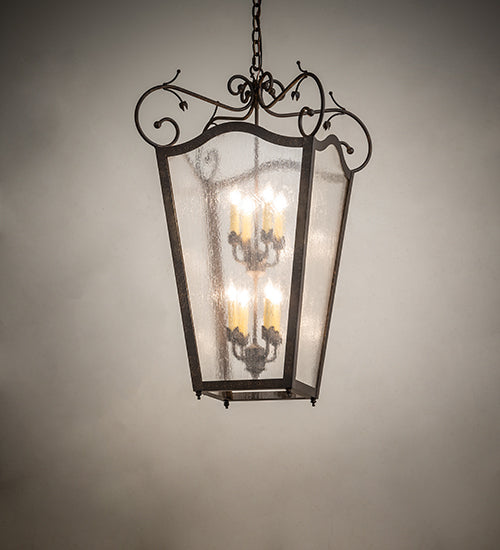 Meyda Lighting Tessa 28" 8-Light Petzite Pendant Light With Clear Seeded Shade Glass