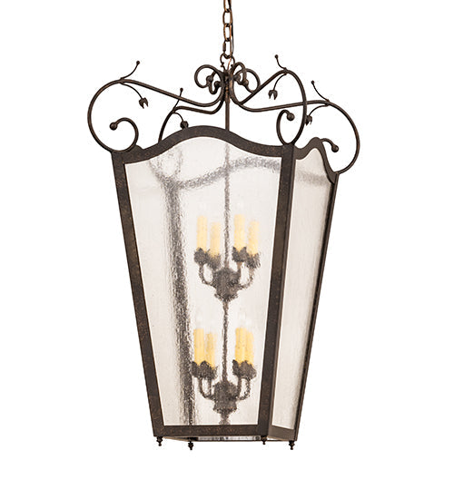 Meyda Lighting Tessa 28" 8-Light Petzite Pendant Light With Clear Seeded Shade Glass