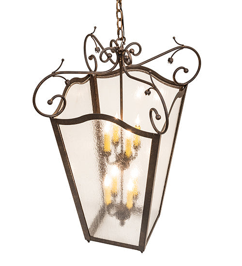 Meyda Lighting Tessa 28" 8-Light Petzite Pendant Light With Clear Seeded Shade Glass