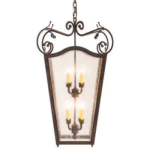 Meyda Lighting Tessa 28" 8-Light Petzite Pendant Light With Clear Seeded Shade Glass