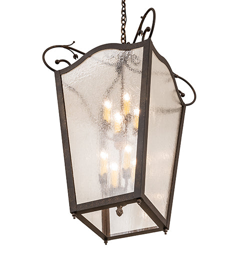 Meyda Lighting Tessa 28" 8-Light Petzite Pendant Light With Clear Seeded Shade Glass
