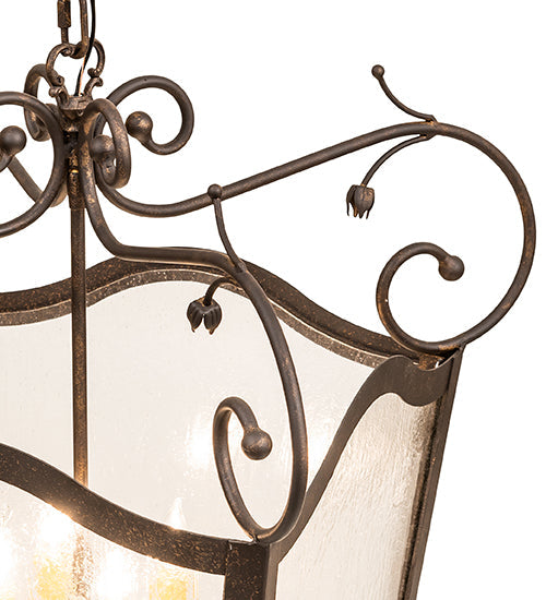 Meyda Lighting Tessa 28" 8-Light Petzite Pendant Light With Clear Seeded Shade Glass