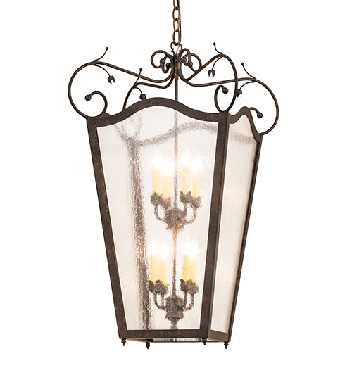 Meyda Lighting Tessa 28" 8-Light Petzite Pendant Light With Clear Seeded Shade Glass