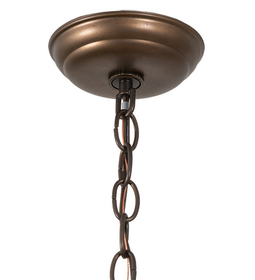Meyda Lighting Texas Star 22" 2-Light Antique Copper Pendant Light With Silver Mica Shade Glass