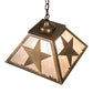 Meyda Lighting Texas Star 22" 2-Light Antique Copper Pendant Light With Silver Mica Shade Glass