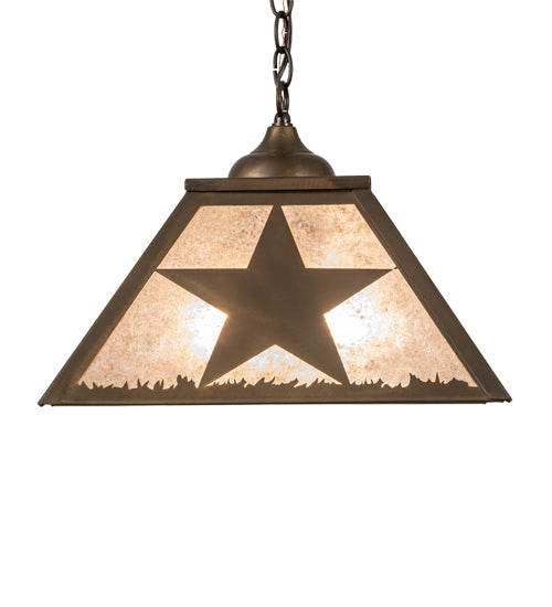 Meyda Lighting Texas Star 22" 2-Light Antique Copper Pendant Light With Silver Mica Shade Glass
