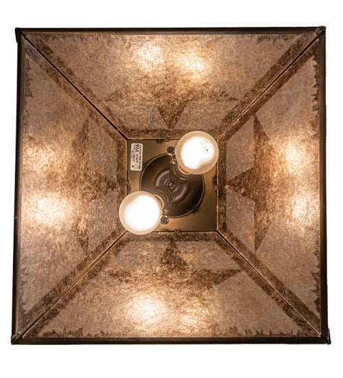 Meyda Lighting Texas Star 22" 2-Light Antique Copper Pendant Light With Silver Mica Shade Glass