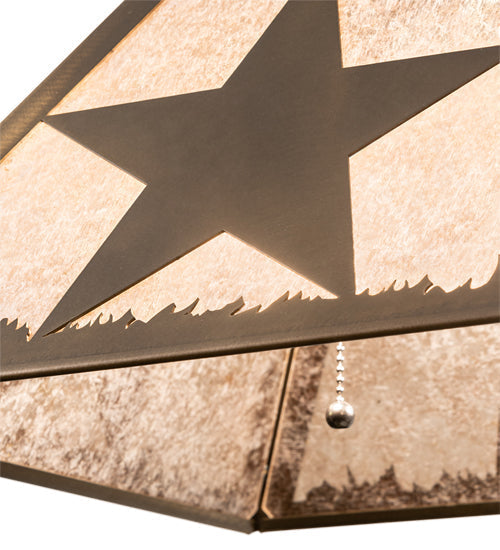 Meyda Lighting Texas Star 22" 2-Light Antique Copper Pendant Light With Silver Mica Shade Glass