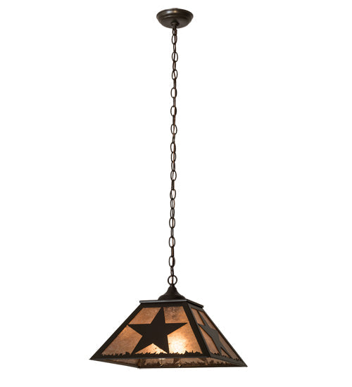 Meyda Lighting Texas Star 23" 2-Light Timeless Bronze Pendant Light With Silver Mica Shade Glass