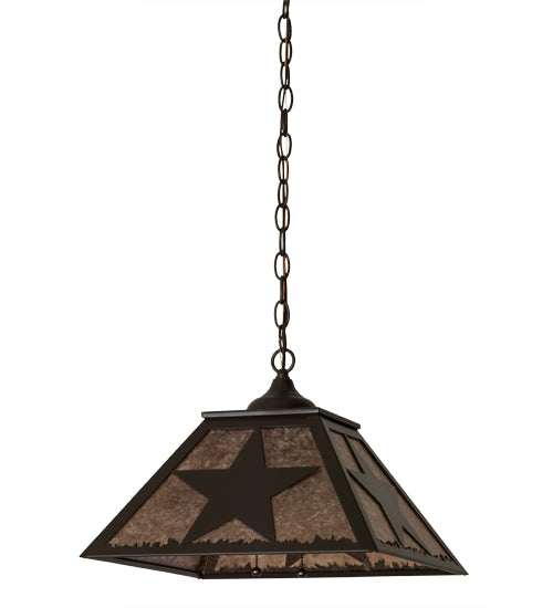 Meyda Lighting Texas Star 23" 2-Light Timeless Bronze Pendant Light With Silver Mica Shade Glass