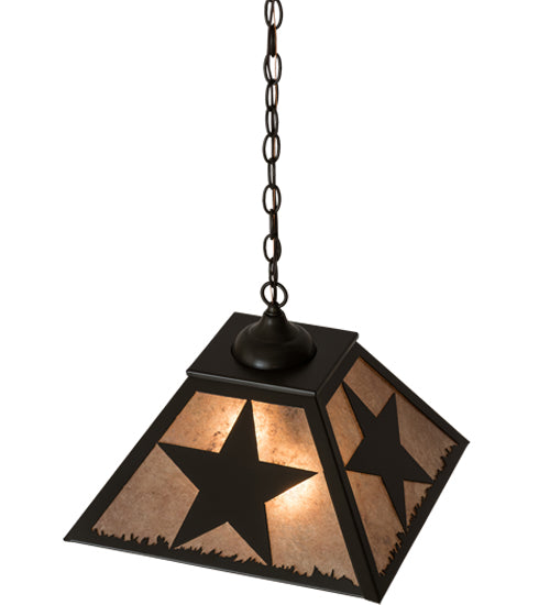 Meyda Lighting Texas Star 23" 2-Light Timeless Bronze Pendant Light With Silver Mica Shade Glass