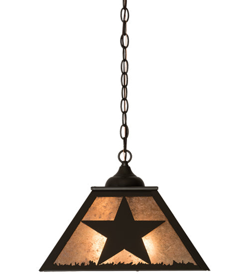 Meyda Lighting Texas Star 23" 2-Light Timeless Bronze Pendant Light With Silver Mica Shade Glass