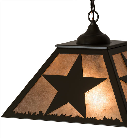 Meyda Lighting Texas Star 23" 2-Light Timeless Bronze Pendant Light With Silver Mica Shade Glass