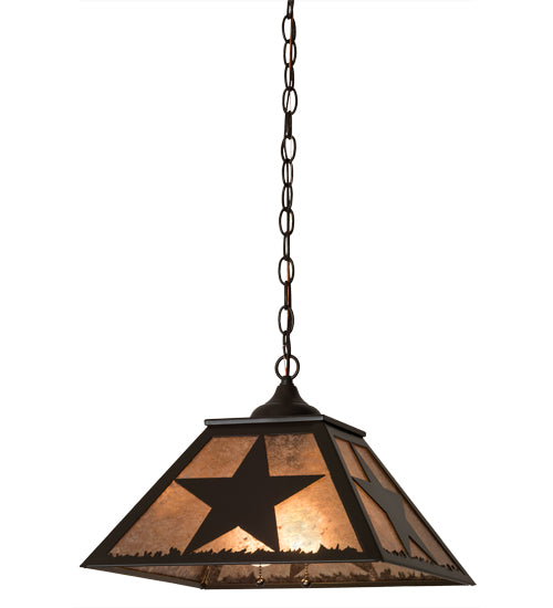 Meyda Lighting Texas Star 23" 2-Light Timeless Bronze Pendant Light With Silver Mica Shade Glass