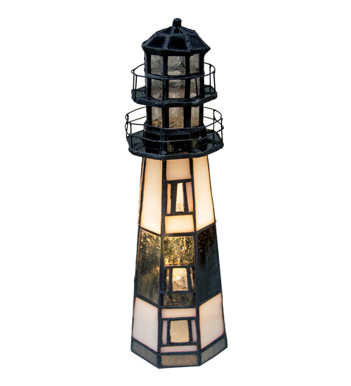Meyda Lighting The Lighthouse On Montauk Point 10" White & Black Accent Table Lamp