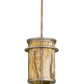 Meyda Lighting Theron 8" Antique Silver Pendant Light With Travertine Idalight Shade Glass