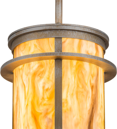 Meyda Lighting Theron 8" Antique Silver Pendant Light With Travertine Idalight Shade Glass