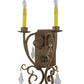 Meyda Lighting Thierry 12" 2-Light Pompeii Gold Wall Sconce With Amber Faux Candlelight