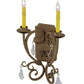 Meyda Lighting Thierry 12" 2-Light Pompeii Gold Wall Sconce With Amber Faux Candlelight