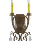 Meyda Lighting Thierry 12" 2-Light Pompeii Gold Wall Sconce With Amber Faux Candlelight