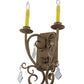 Meyda Lighting Thierry 12" 2-Light Pompeii Gold Wall Sconce With Amber Faux Candlelight