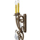 Meyda Lighting Thierry 12" 2-Light Pompeii Gold Wall Sconce With Amber Faux Candlelight