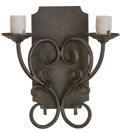 Meyda Lighting Thierry 14" 2-Light Chestnut Wall Sconce With Beige Scavo Art Shade Glass