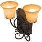 Meyda Lighting Thierry 14" 2-Light Chestnut Wall Sconce With Beige Scavo Art Shade Glass